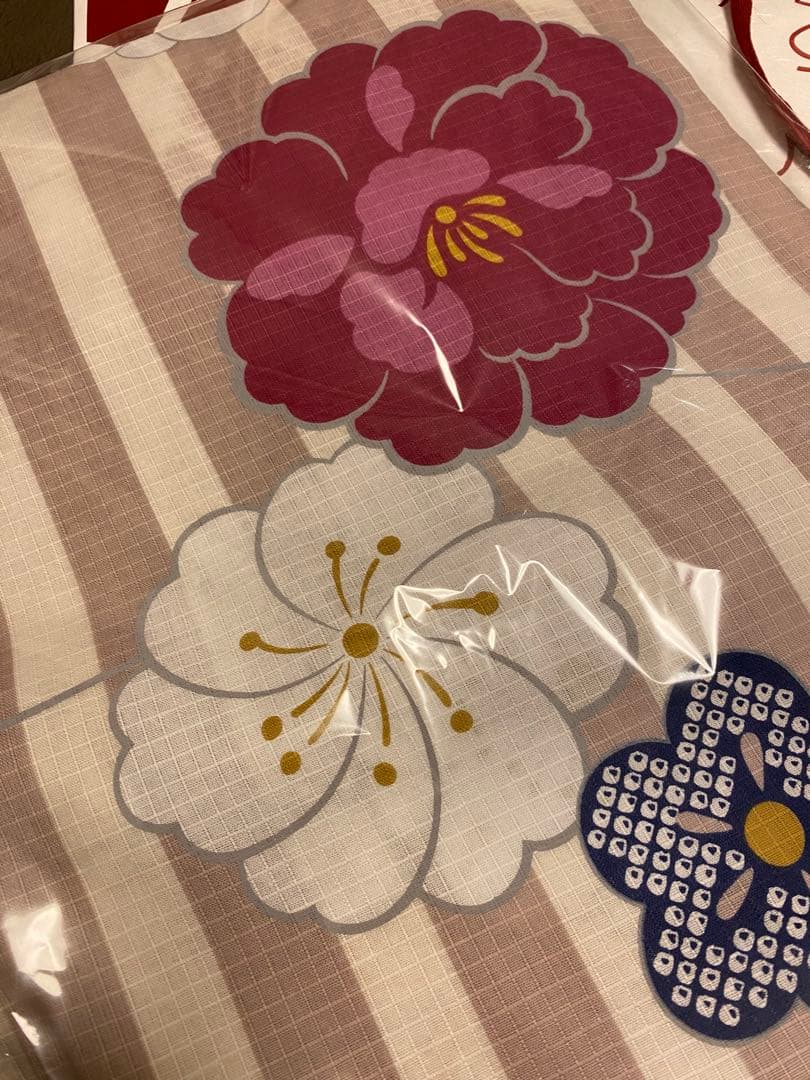 新品未使用 ふりふ 浴衣単品「ストライプぼたん」