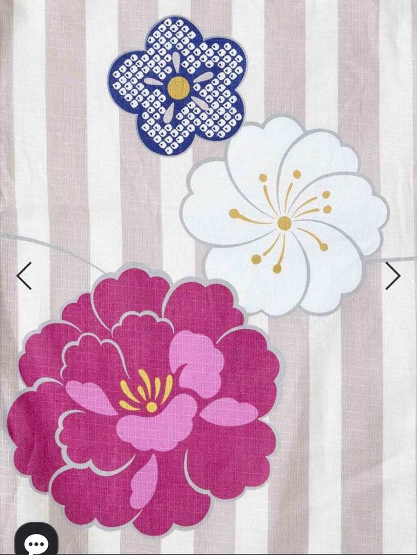 新品未使用 ふりふ 浴衣単品「ストライプぼたん」