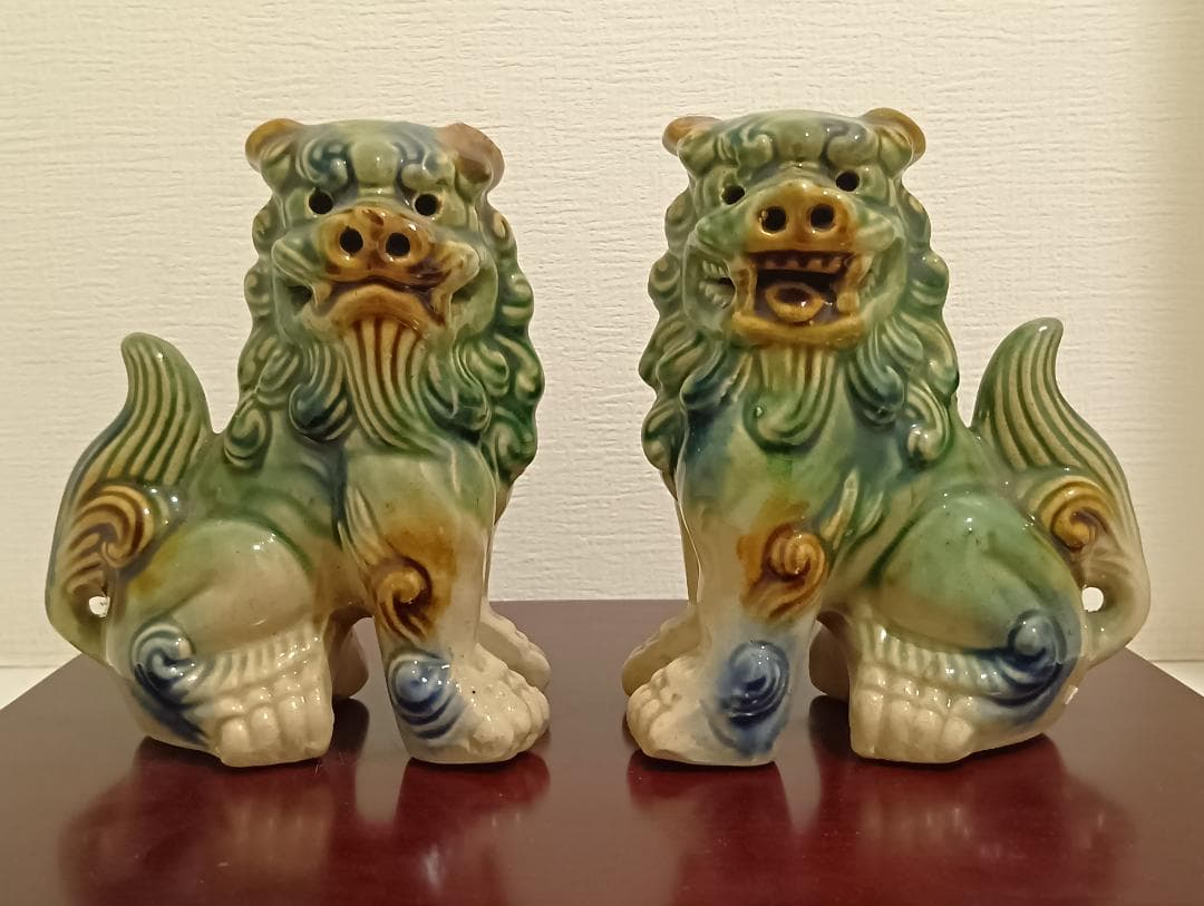 ビンテージ美品】シーサー 沖縄伝統工芸品 置物 陶器 守り神 昭和