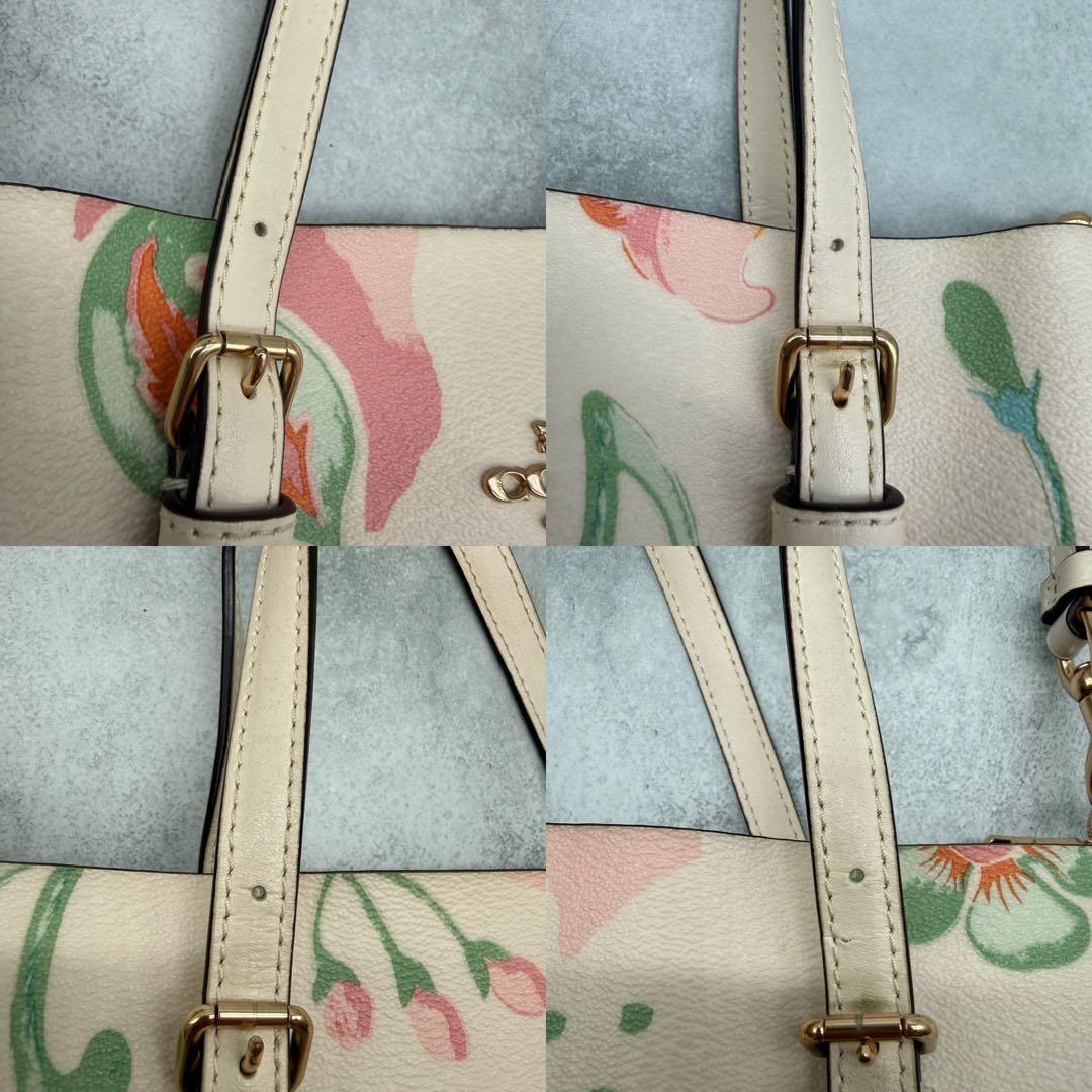 COACH コーチ ショルダーバッグ 2way PVC 花柄 クロスボディ 白