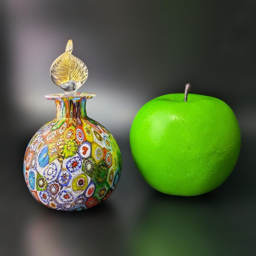 ムラーノ ミルフィオリ アート イタリア製の手吹きガラス 香水瓶 ゴールド箔