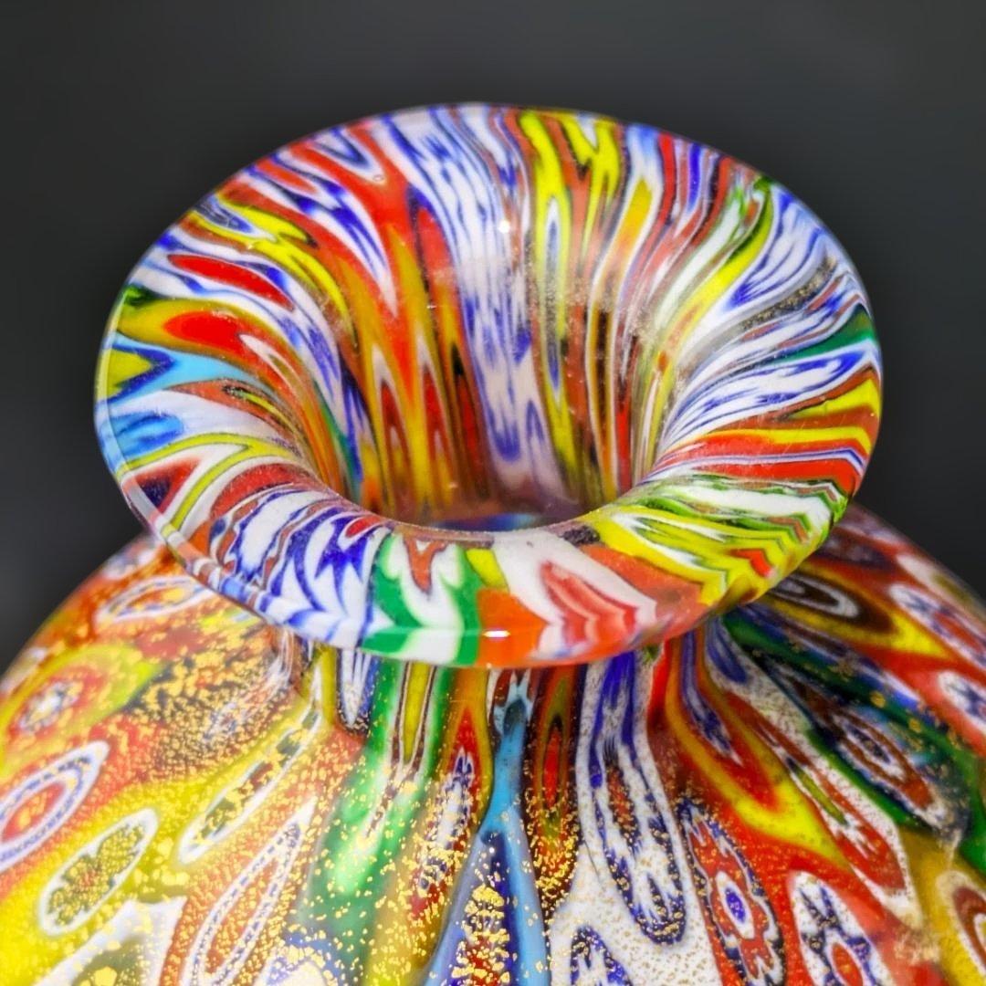 ムラーノ ミルフィオリ アート イタリア製の手吹きガラス 香水瓶 ゴールド箔