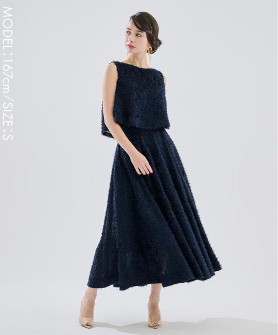 jenne ジェンヌ ラグジュアリーシャギートップス ネイビー L