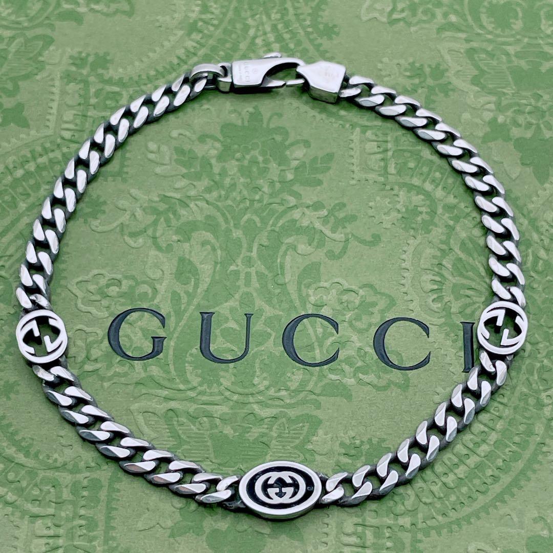 グッチ　GUCCI ブレスレット　喜平　インターロッキング　チェーン　ブラック