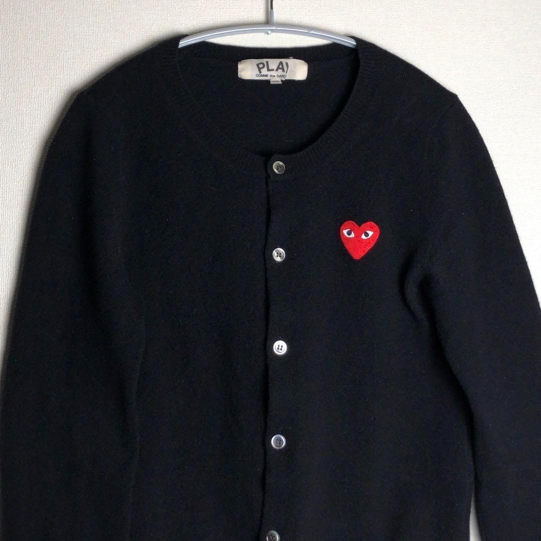コムデギャルソンPLAY ハート刺繍 カーディガン 黒