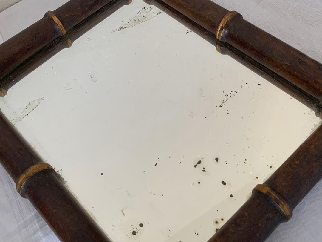 brown バンブー　鏡　壁掛け　ブロカント