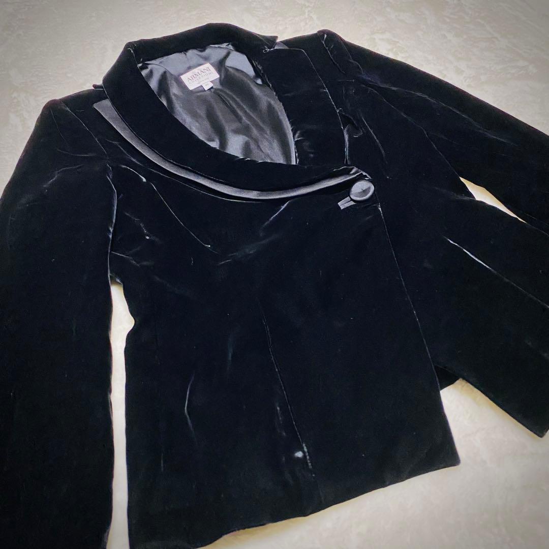 アルマーニ コレツィオーニ【最高級ベロア】セットアップ スーツ ブラック 光沢