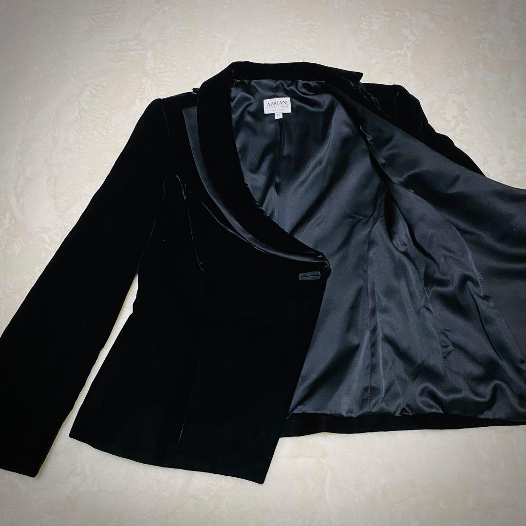 アルマーニ コレツィオーニ【最高級ベロア】セットアップ スーツ ブラック 光沢