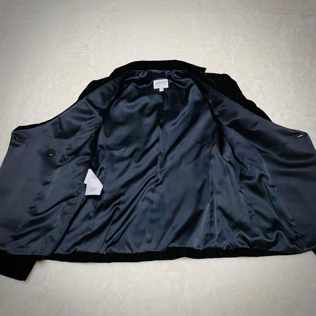 アルマーニ コレツィオーニ【最高級ベロア】セットアップ スーツ ブラック 光沢