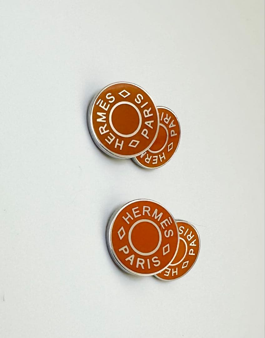 HERMES カフス セリエ シェーヌダングル オレンジ シルバー エルメス