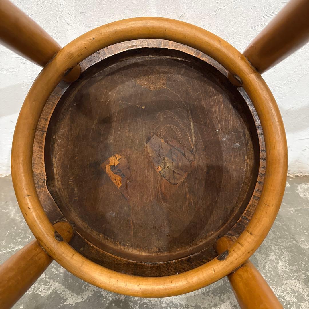 ヴィンテージ　ラウンドスツール　ベントウッド　座面装飾