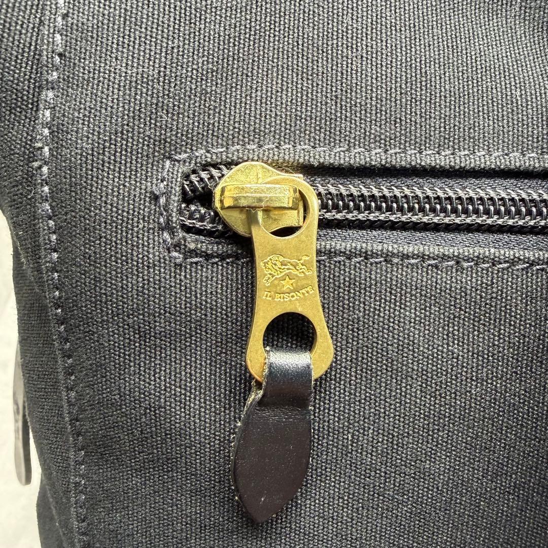 IL BISONTE イルビゾンテ キャンバス×レザー リュック ブラック