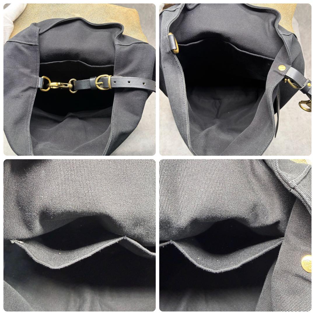 IL BISONTE イルビゾンテ キャンバス×レザー リュック ブラック