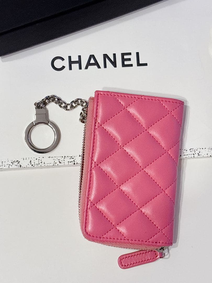 CHANEL キーケース シャネル コインパース 鍵入れ ピンク ラムスキン