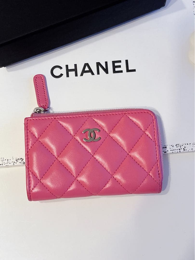 CHANEL キーケース シャネル コインパース 鍵入れ ピンク ラムスキン