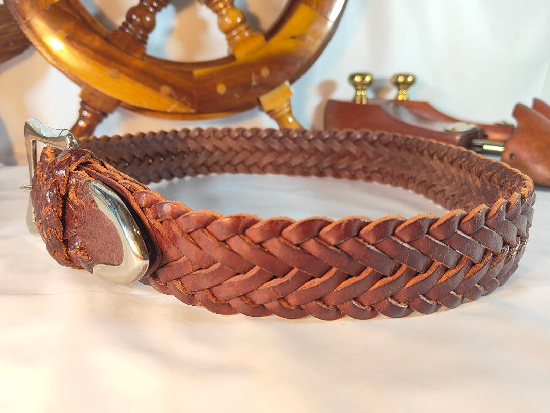 【美品】J&M DAVIDSON　英国製　チップエンドメッシュベルト　本革正規品