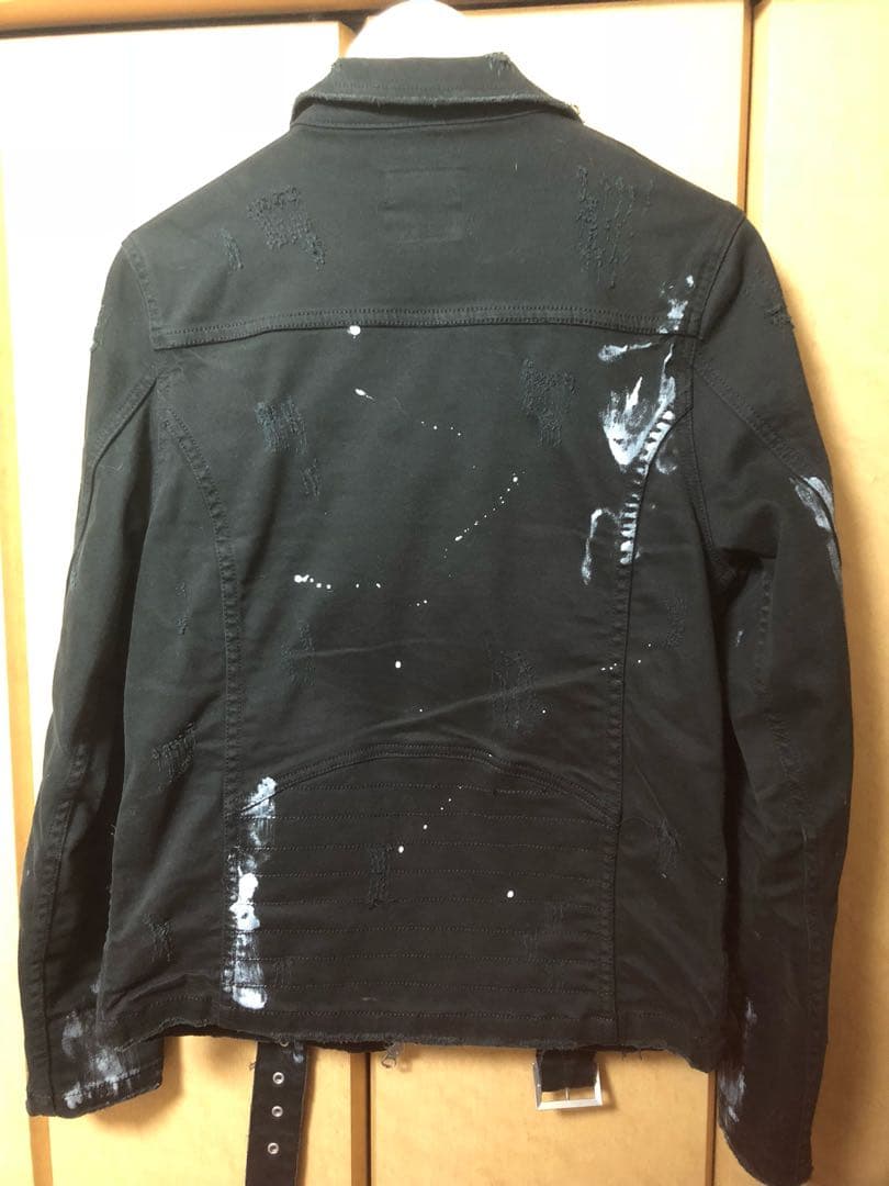 BLACK FLAME ダメージペイントデニムライダース