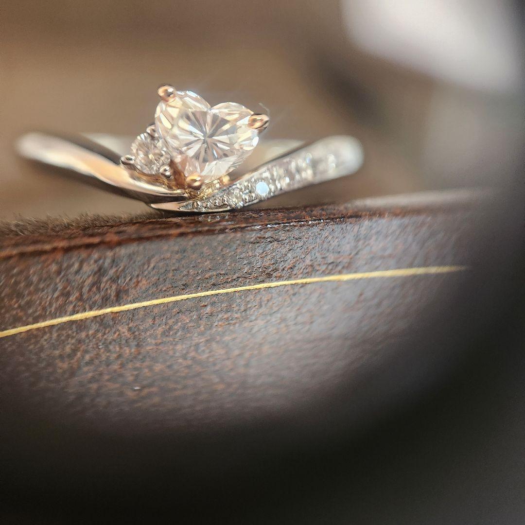 pt900 K18 ハートシェイプダイヤモンドリング