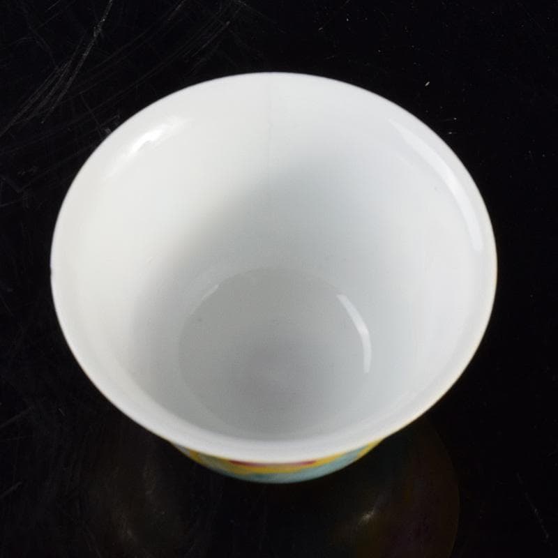 中国 慎徳堂製 黄釉粉彩 花文 茶杯 煎茶碗 C R4784