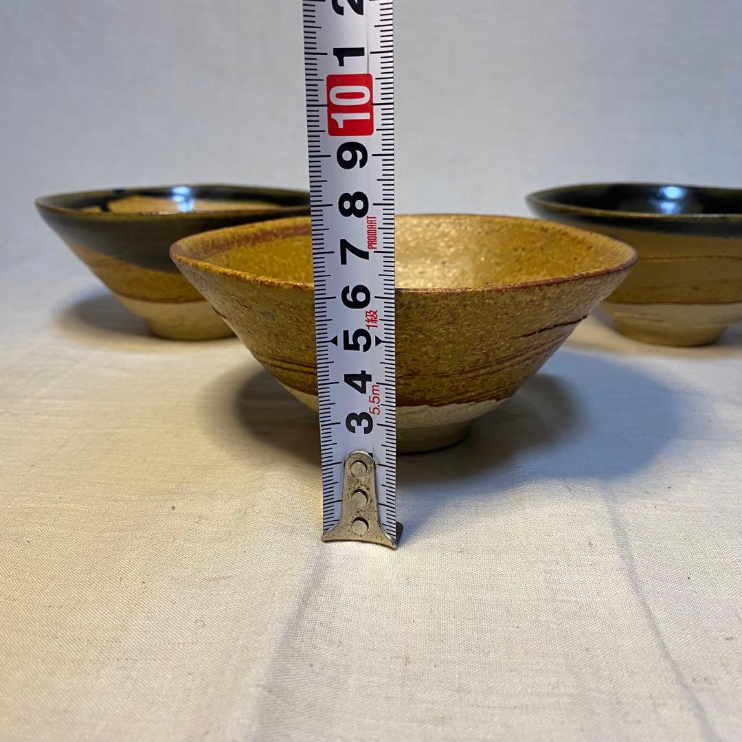 抹茶椀　平茶碗　茶道具　在銘　緑釉　2種　3客