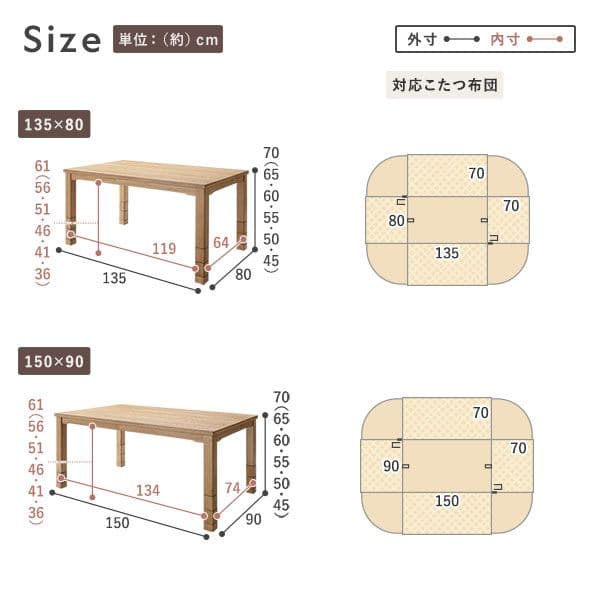 こたつ 2点セットこたつ約80×80cmダークブラウン＋こたつ掛布団グレージュ