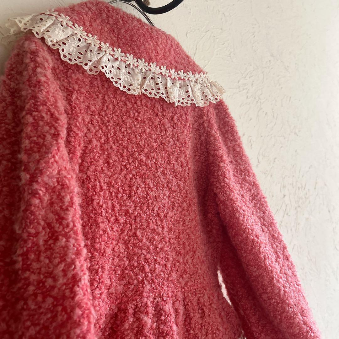 一点物Cornetコルネット ボアコート ワンピース フレア リボン レース