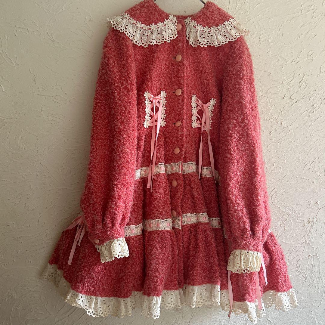 一点物Cornetコルネット ボアコート ワンピース フレア リボン レース