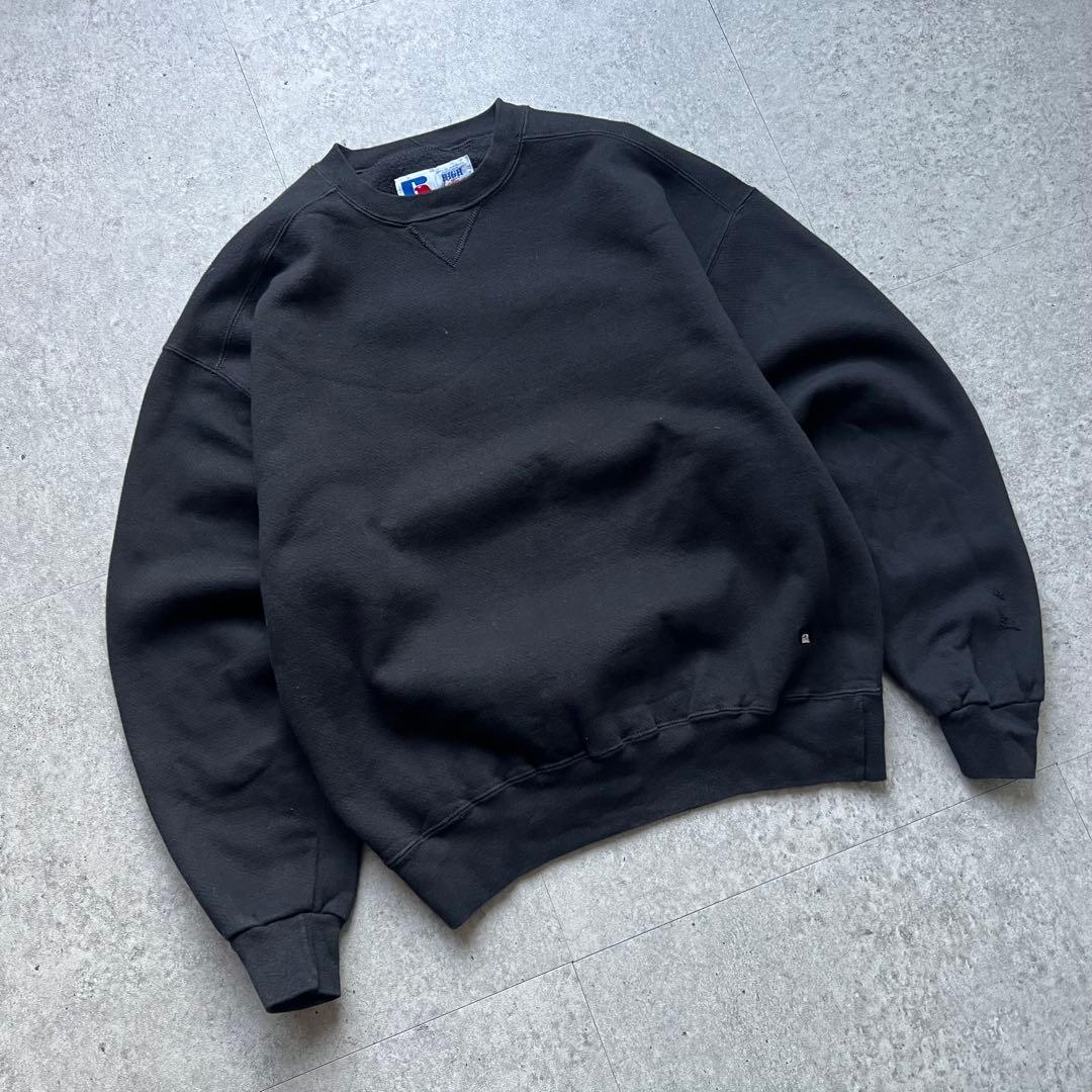 90s Russell ラッセルアスレチック 無地スウェット USA製 黒 前V