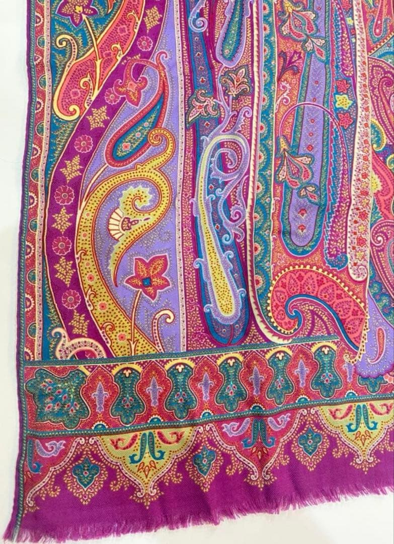 ETRO エトロ　ペイズリー柄マルチカラーストール　大判サイズ