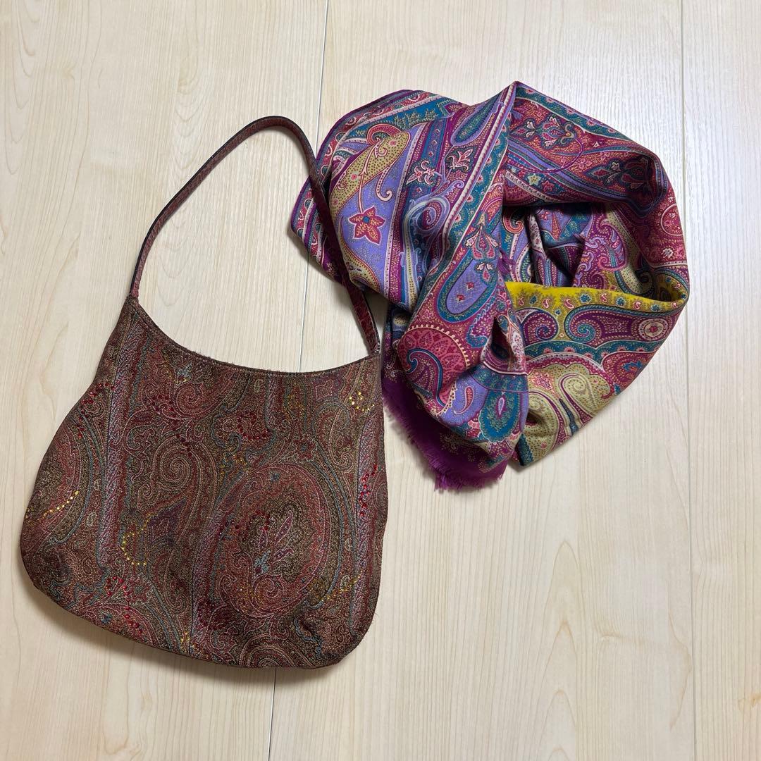 ETRO エトロ　ペイズリー柄マルチカラーストール　大判サイズ