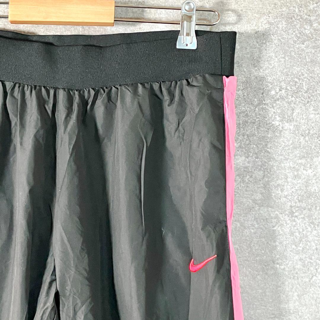 NIKE トラックパンツ ブラック ピンク ロゴ メッシュ ポリエステル
