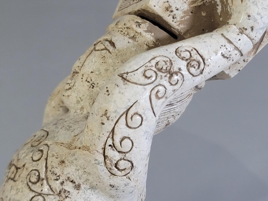 中国 石刻 人物 刃 置物 二件 DT379