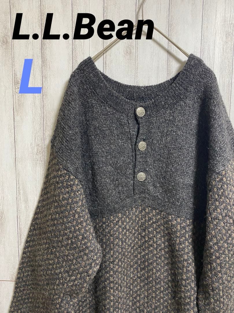 L.L.Beam バーズアイニット ハーフボタン ノルウェー製 古着