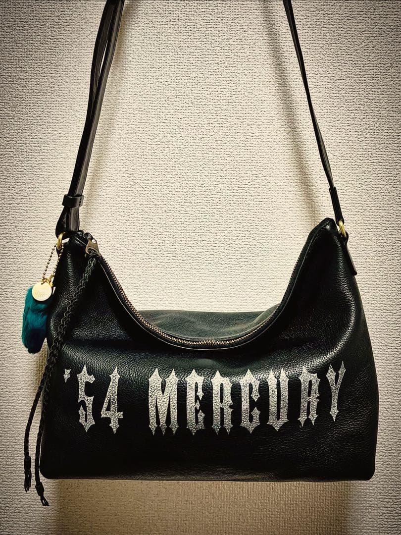 ハンドメイド ショルダーバッグ ステンシル バイカー ホットロッド 本革