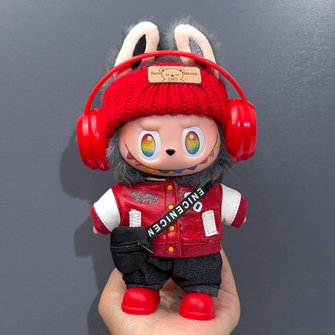 ラブブ服 LABUBU ぬいぐるみ着 ぬい服 ラブブ着せ替え服 5点セット 赤