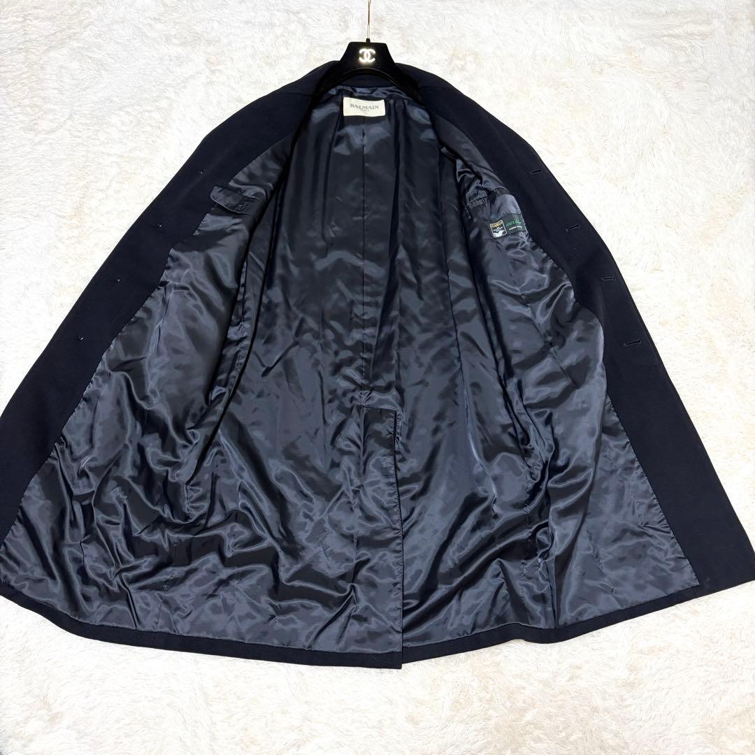 大きいサイズ✨BALMAIN ステンカラーコート カシミヤ100% ブラック