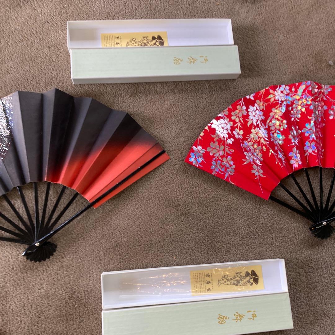 モ*ン様 京扇堂 日本舞踊 扇子 8点 まとめ売り 箱付き 舞扇 民謡踊り