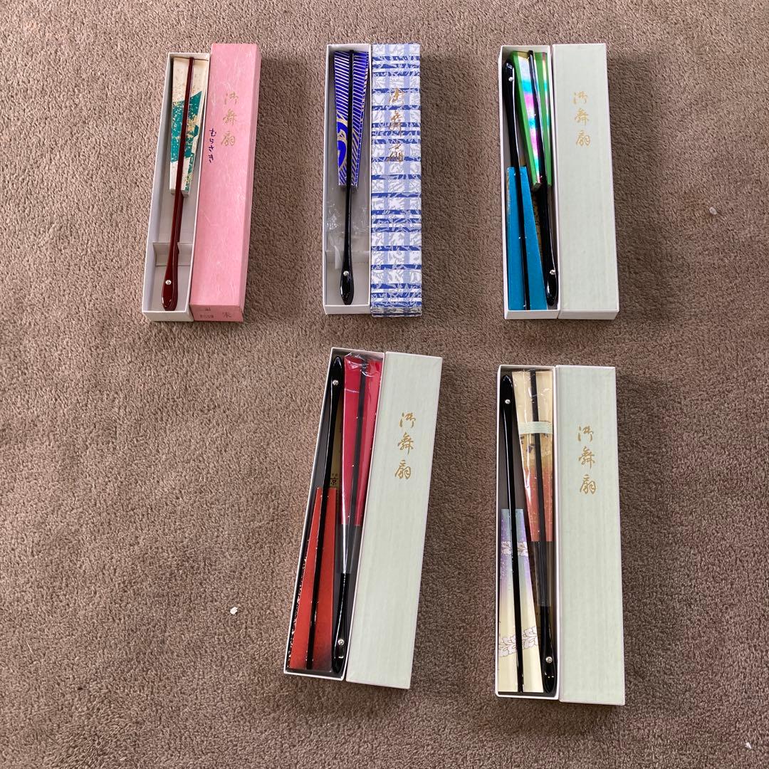 モ*ン様 京扇堂 日本舞踊 扇子 8点 まとめ売り 箱付き 舞扇 民謡踊り