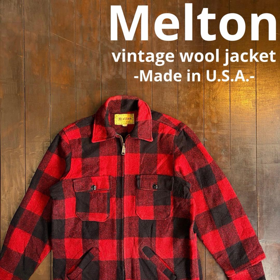 USAビンテージ！【Melton メルトン】バッファローチェックウール