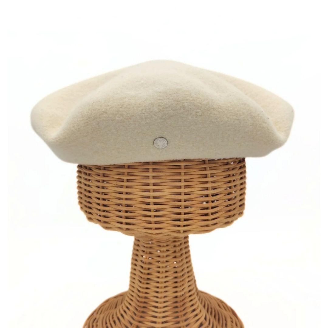 エルメス サントノーレ セリエ ベレー帽 #57 ウール シルク アイボリー