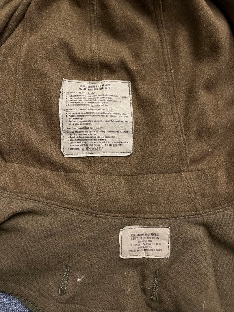 M-65 80年代米軍フィッシュテール コヨーテファーMサイズ ライナーおまけ