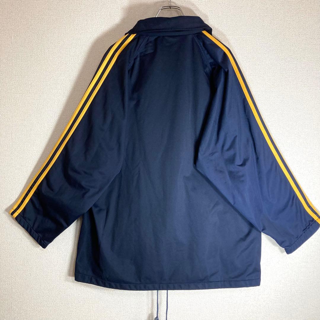 adidas ネイビー ジップアップ　トラックジャケット　刺繡ロゴ　3本ライン