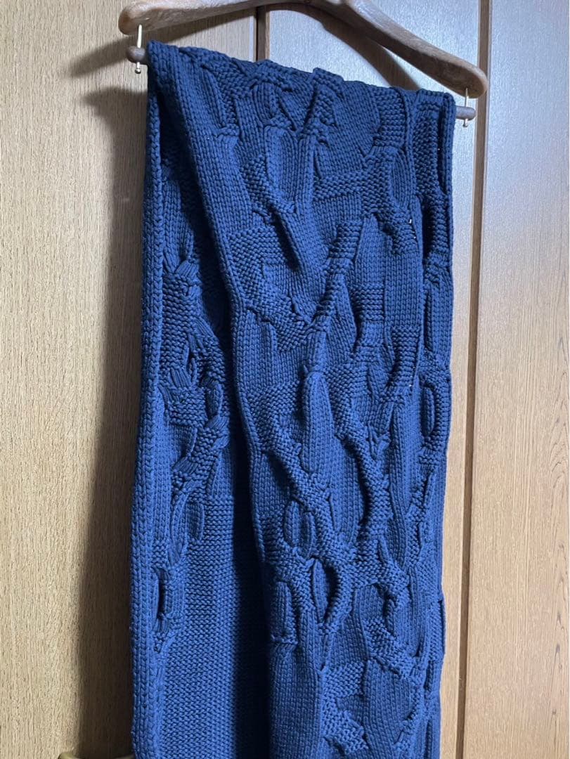BALENCIAGA ネイビー ケーブルニットマフラー