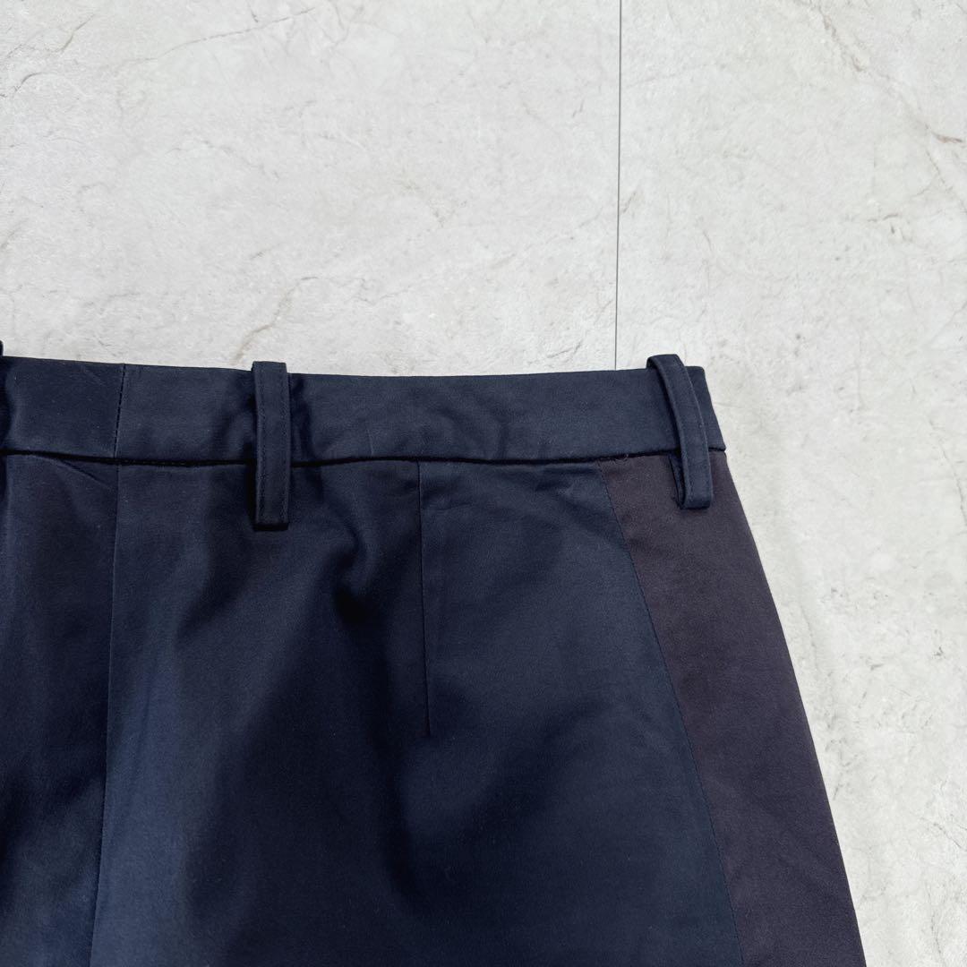 CELINE サイドライン　ワイドストレートパンツ　バイカラー　ネイビー　38