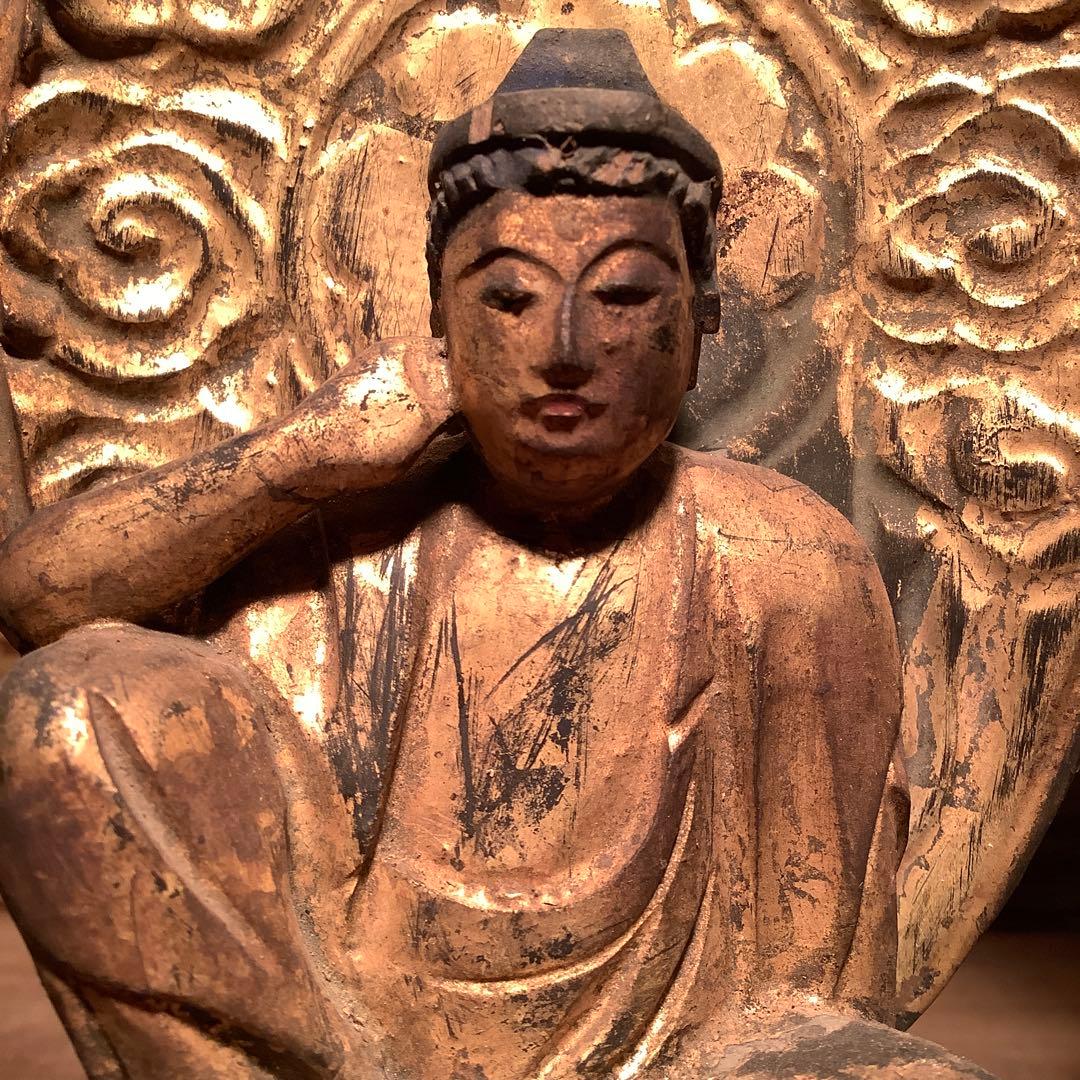 江戸初期・救世菩薩「如意輪観世音菩薩」七観音一尊・如意宝珠・金彩