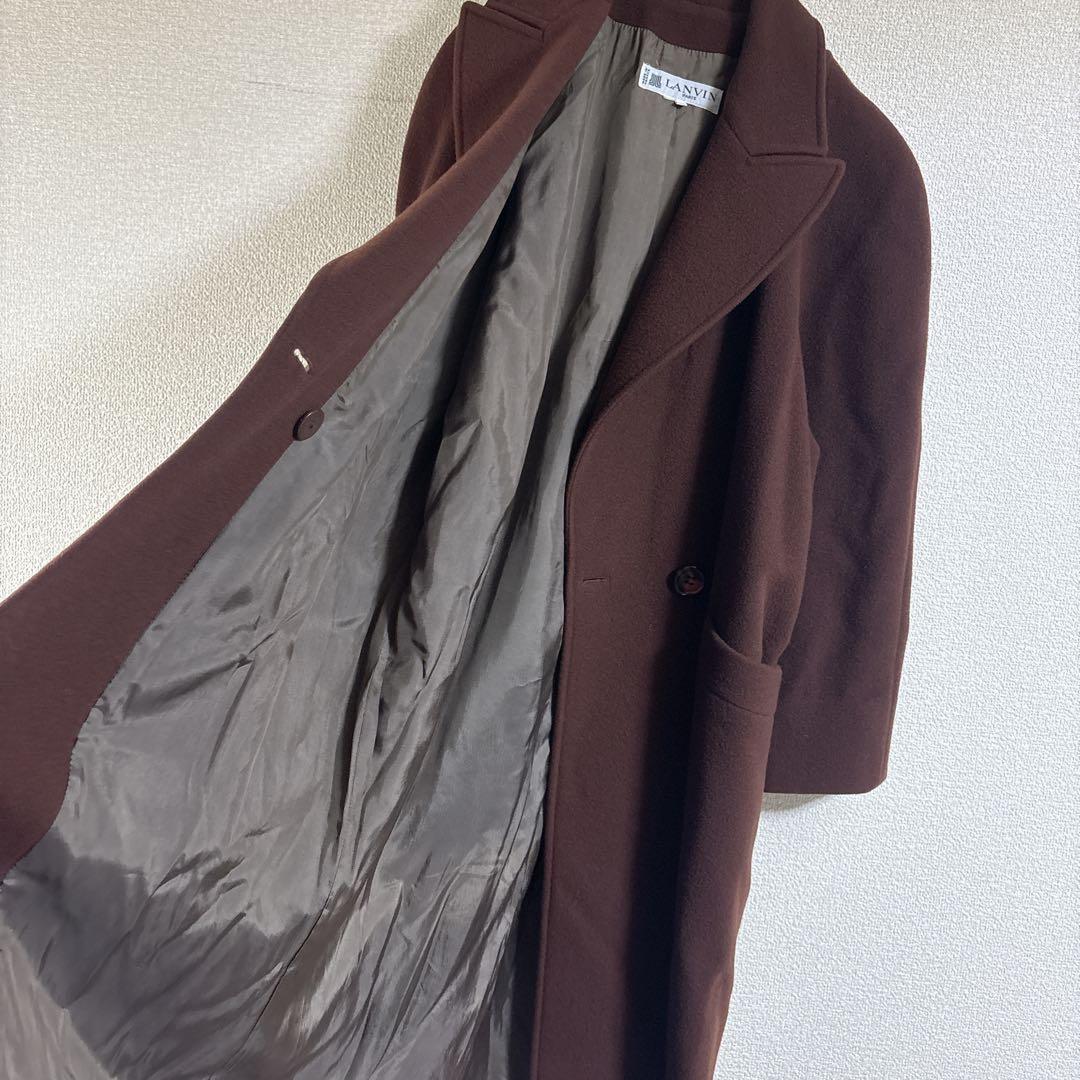LANVIN 80s ヴィンテージ ウールロングコート フランス製 茶色 - メルカリ