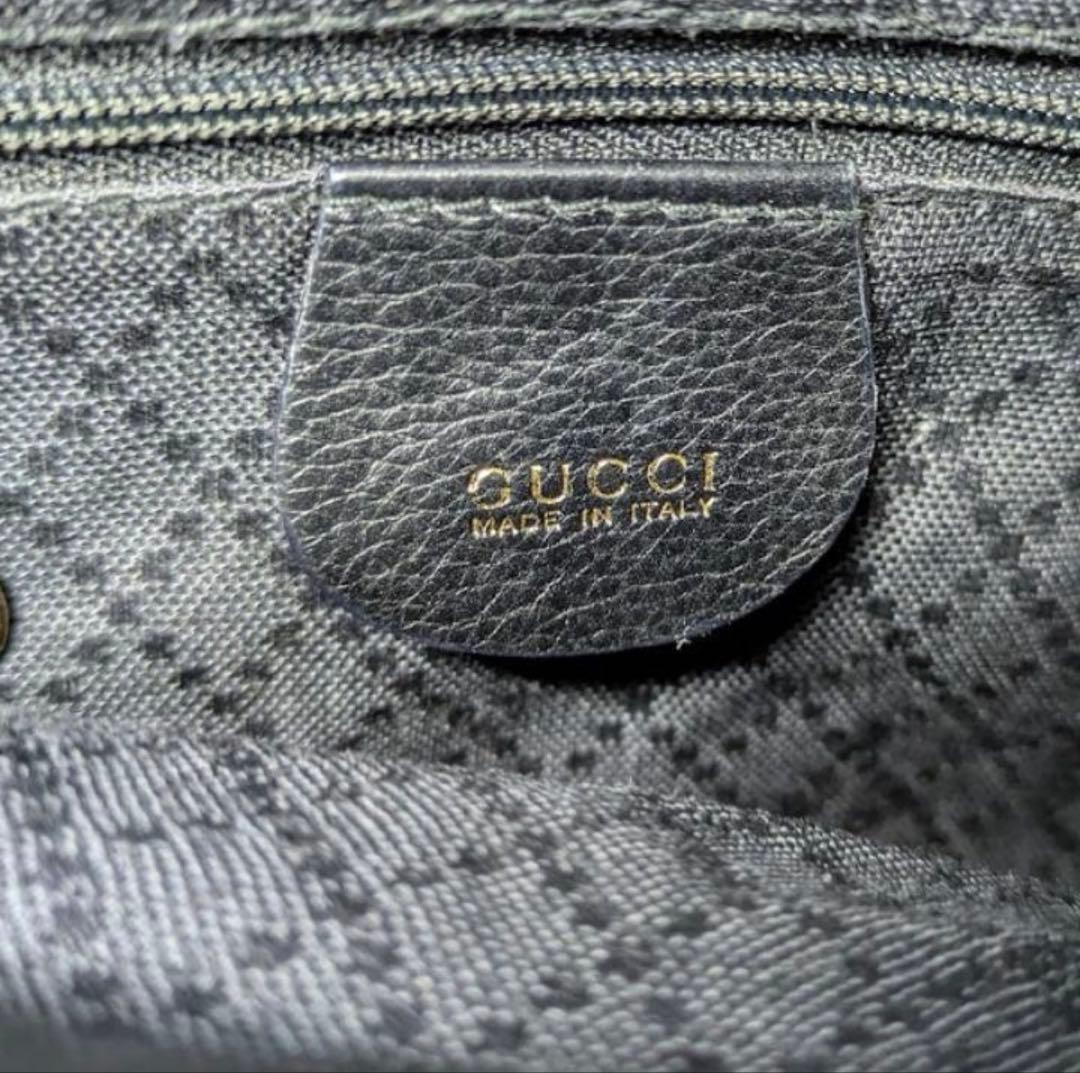 【美品】GUCCI　ミニリュック　バンブー　竹　ブラック　巾着　オールドグッチ