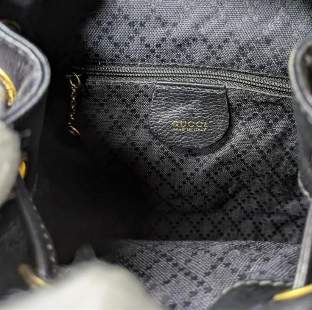 【美品】GUCCI　ミニリュック　バンブー　竹　ブラック　巾着　オールドグッチ