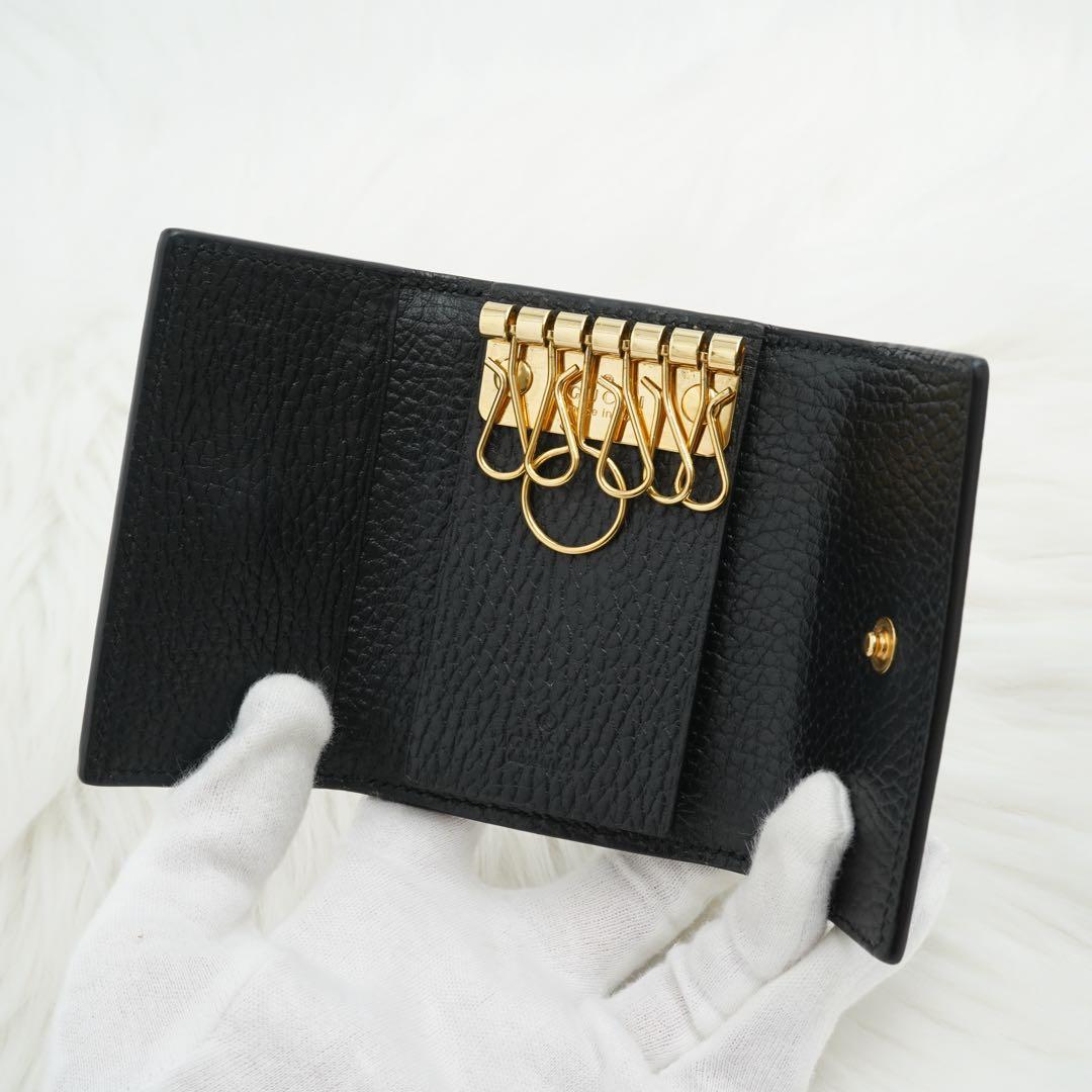 未使用級　新品同様　GUCCI グッチ　キーケース　GG柄 マーモント　エボニー