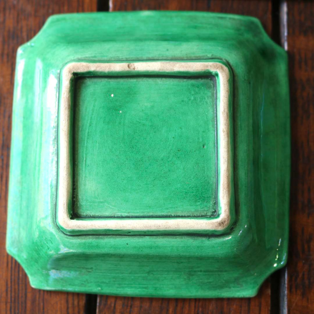 淡路珉平焼雲龍文四方隅切角皿4枚 [B25356] 淡路珉